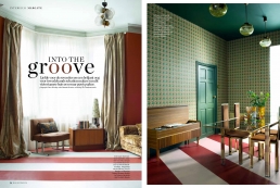 Into the groove, 8 page feature in Elle Decoration Netherlands about Whinnie William's fabulous retro home.